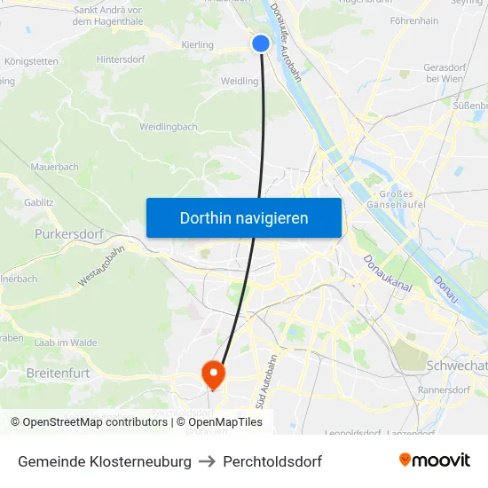 Gemeinde Klosterneuburg to Perchtoldsdorf map