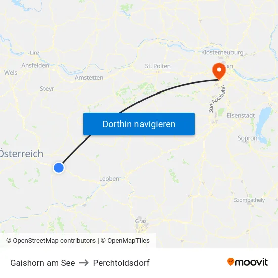 Gaishorn am See to Perchtoldsdorf map