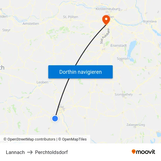 Lannach to Perchtoldsdorf map