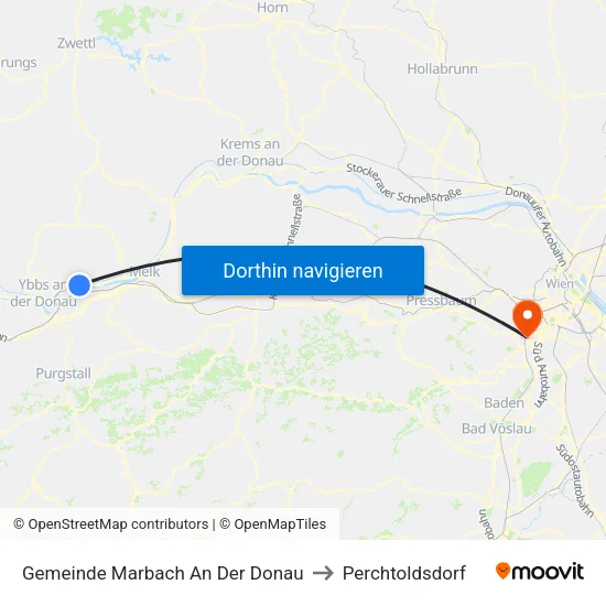 Gemeinde Marbach An Der Donau to Perchtoldsdorf map