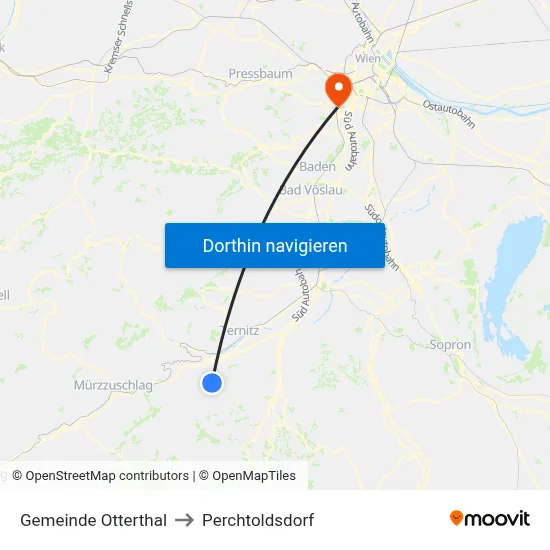 Gemeinde Otterthal to Perchtoldsdorf map