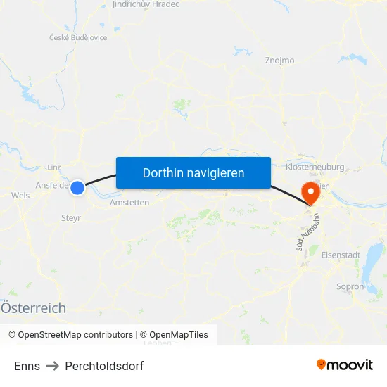 Enns to Perchtoldsdorf map