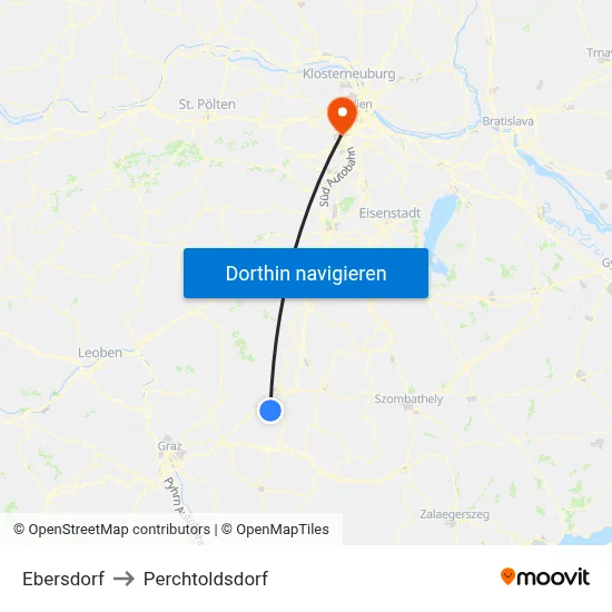 Ebersdorf to Perchtoldsdorf map