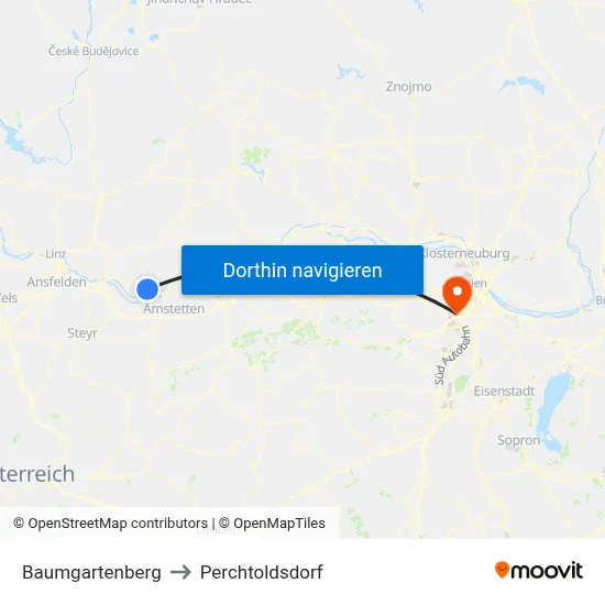 Baumgartenberg to Perchtoldsdorf map