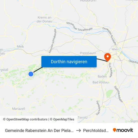 Gemeinde Rabenstein An Der Pielach to Perchtoldsdorf map