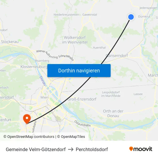 Gemeinde Velm-Götzendorf to Perchtoldsdorf map