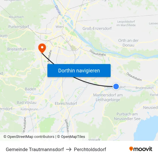 Gemeinde Trautmannsdorf to Perchtoldsdorf map