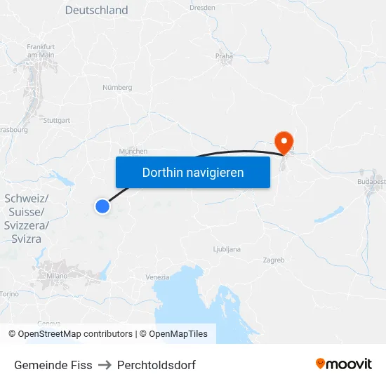 Gemeinde Fiss to Perchtoldsdorf map