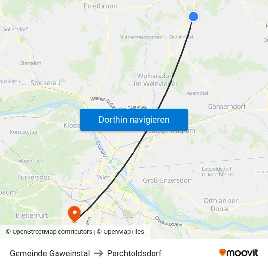 Gemeinde Gaweinstal to Perchtoldsdorf map