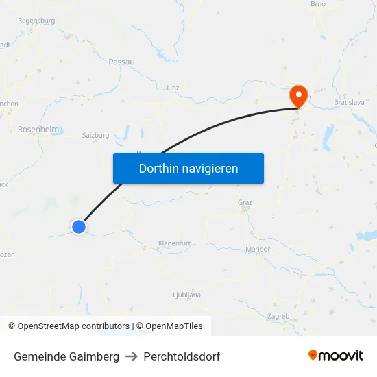 Gemeinde Gaimberg to Perchtoldsdorf map
