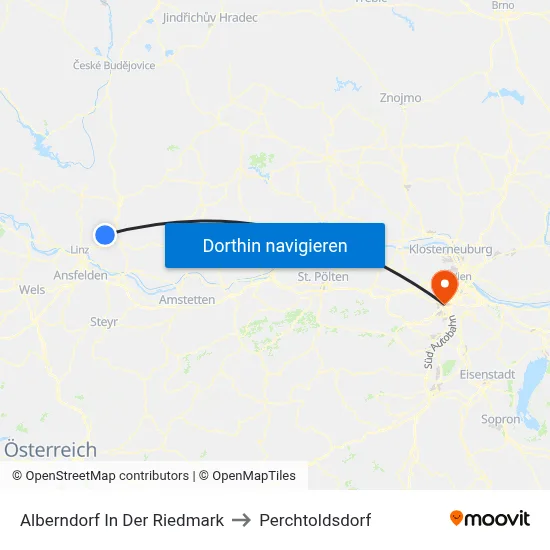 Alberndorf In Der Riedmark to Perchtoldsdorf map