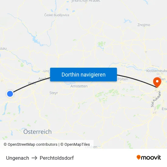 Ungenach to Perchtoldsdorf map