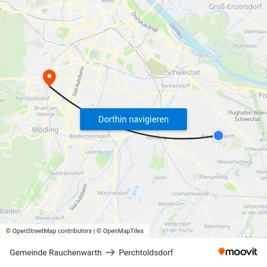 Gemeinde Rauchenwarth to Perchtoldsdorf map