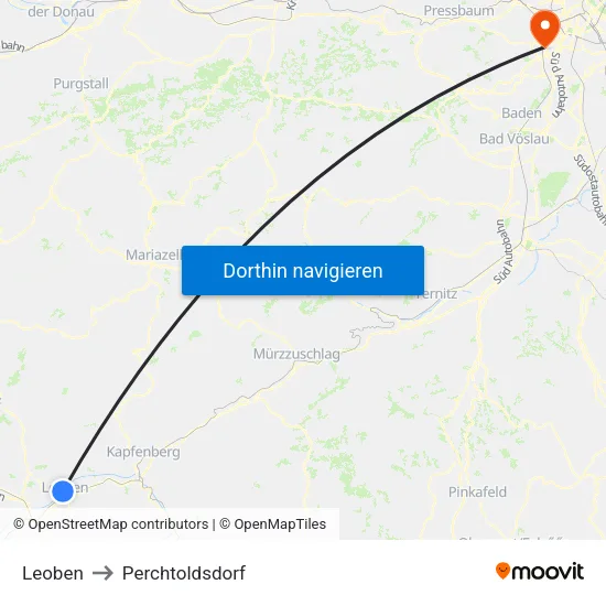 Leoben to Perchtoldsdorf map