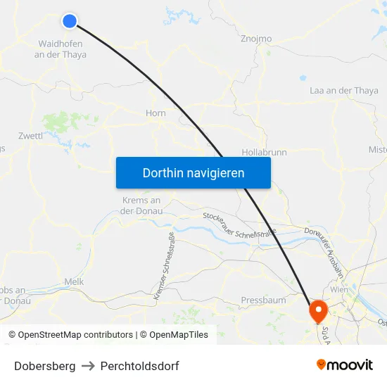 Dobersberg to Perchtoldsdorf map