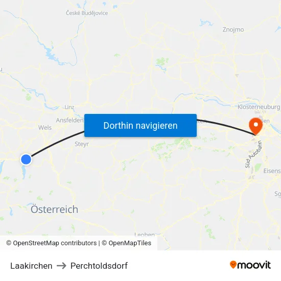 Laakirchen to Perchtoldsdorf map