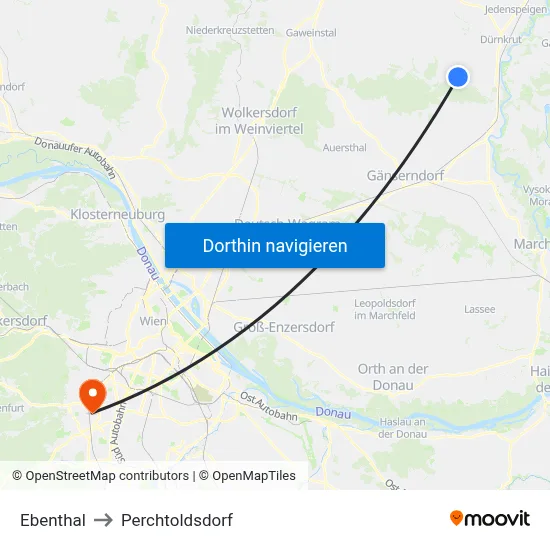 Ebenthal to Perchtoldsdorf map
