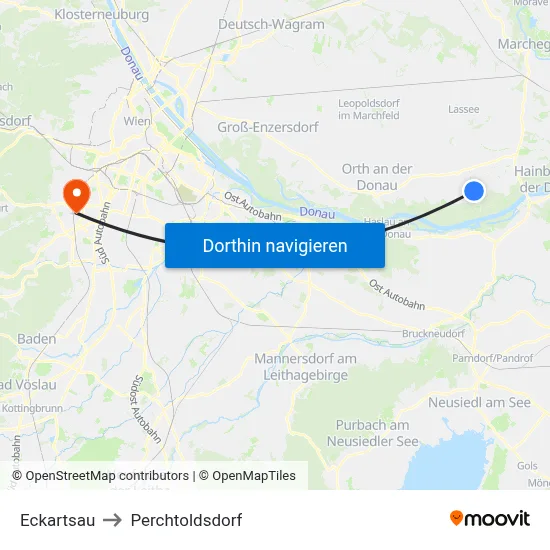Eckartsau to Perchtoldsdorf map