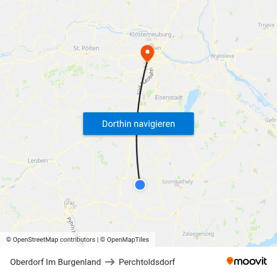 Oberdorf Im Burgenland to Perchtoldsdorf map