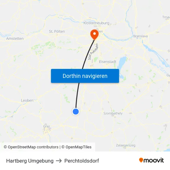 Hartberg Umgebung to Perchtoldsdorf map