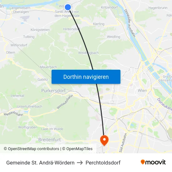 Gemeinde St. Andrä-Wördern to Perchtoldsdorf map