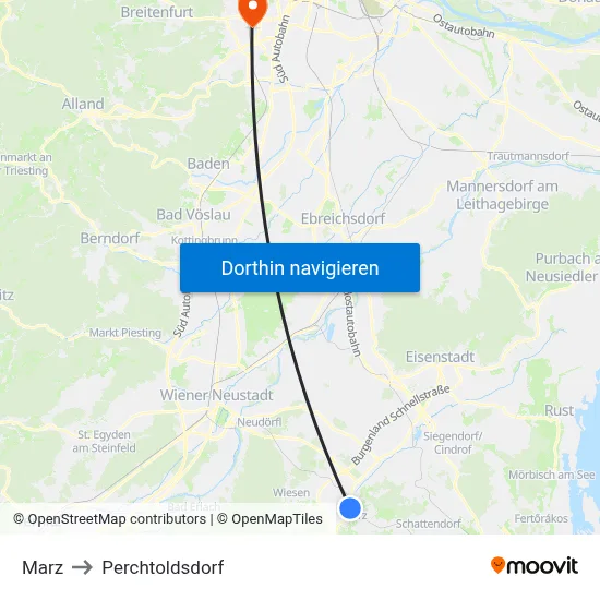 Marz to Perchtoldsdorf map