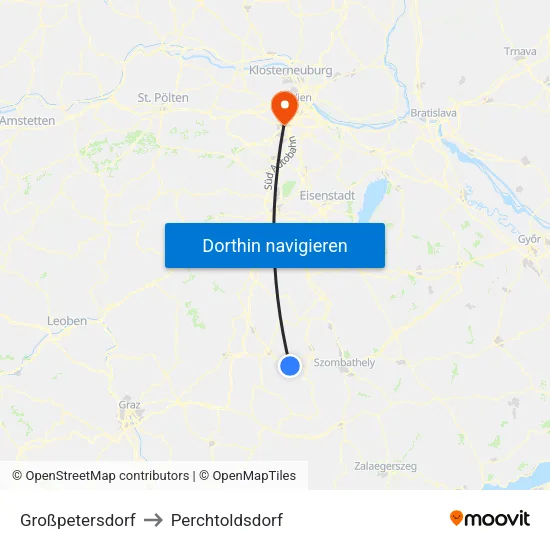 Großpetersdorf to Perchtoldsdorf map