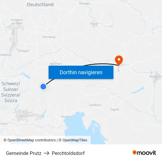 Gemeinde Prutz to Perchtoldsdorf map