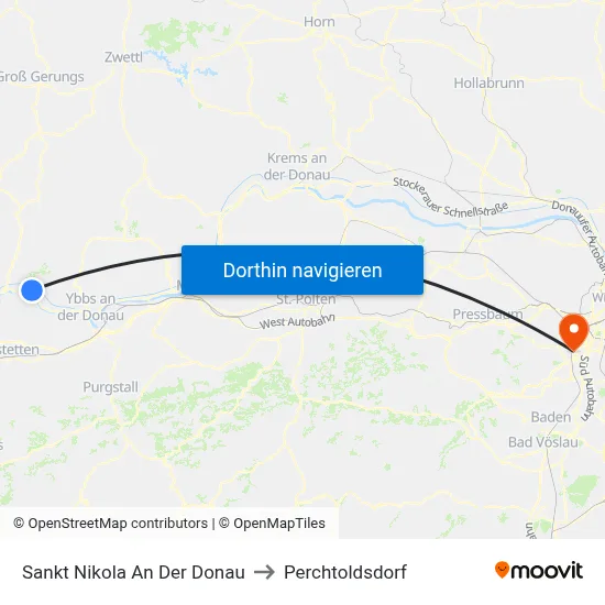 Sankt Nikola An Der Donau to Perchtoldsdorf map