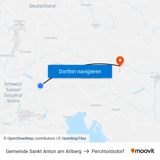 Gemeinde Sankt Anton am Arlberg to Perchtoldsdorf map