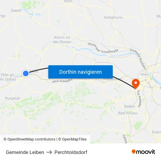 Gemeinde Leiben to Perchtoldsdorf map