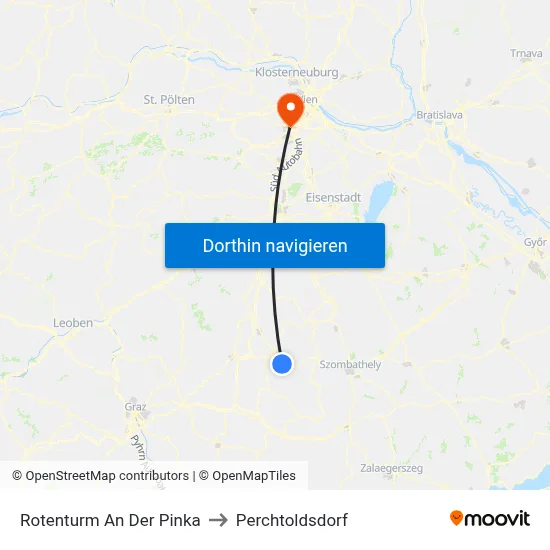 Rotenturm An Der Pinka to Perchtoldsdorf map
