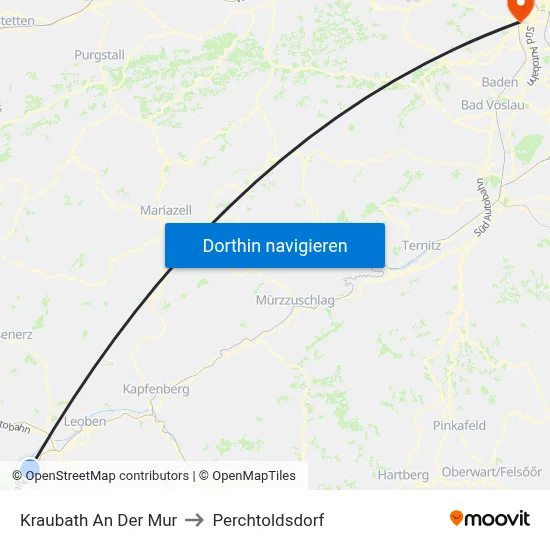 Kraubath An Der Mur to Perchtoldsdorf map
