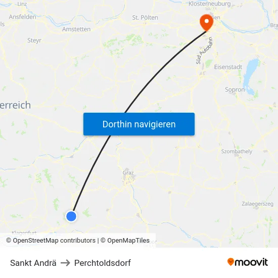 Sankt Andrä to Perchtoldsdorf map