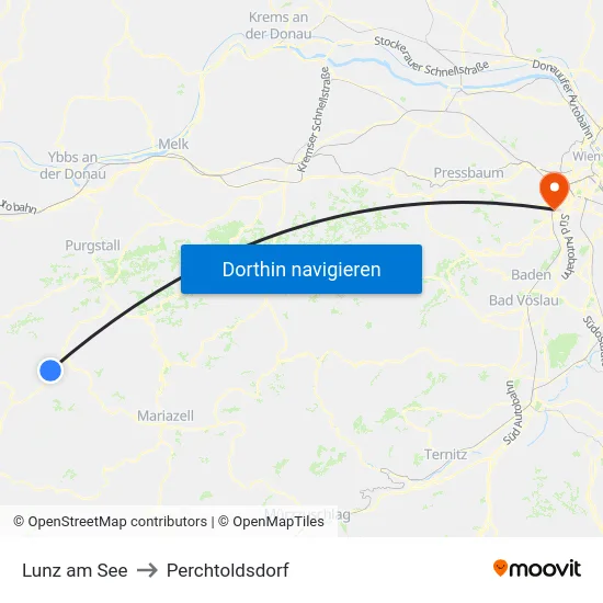 Lunz am See to Perchtoldsdorf map