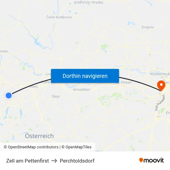 Zell am Pettenfirst to Perchtoldsdorf map