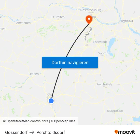 Gössendorf to Perchtoldsdorf map