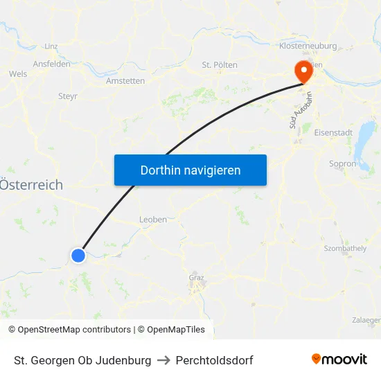 St. Georgen Ob Judenburg to Perchtoldsdorf map