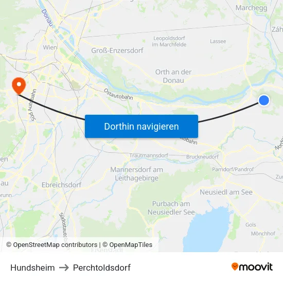 Hundsheim to Perchtoldsdorf map