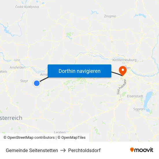 Gemeinde Seitenstetten to Perchtoldsdorf map