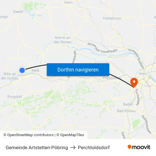 Gemeinde Artstetten-Pöbring to Perchtoldsdorf map