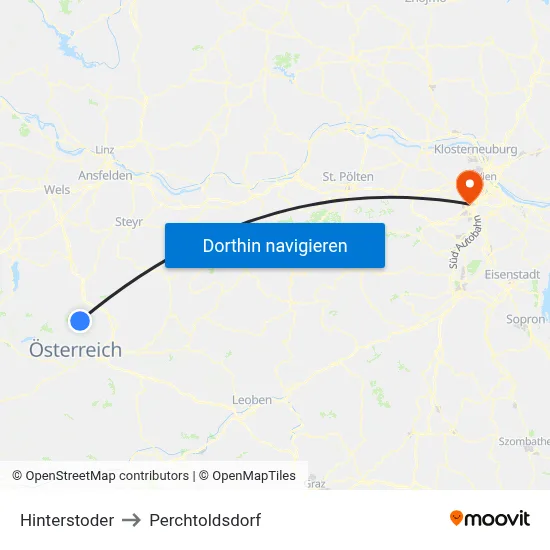 Hinterstoder to Perchtoldsdorf map