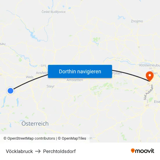 Vöcklabruck to Perchtoldsdorf map