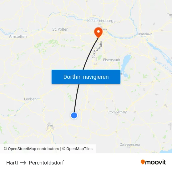 Hartl to Perchtoldsdorf map