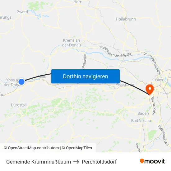 Gemeinde Krummnußbaum to Perchtoldsdorf map