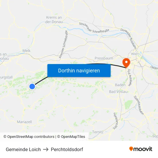 Gemeinde Loich to Perchtoldsdorf map
