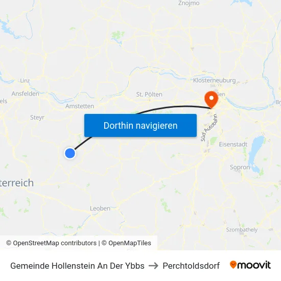 Gemeinde Hollenstein An Der Ybbs to Perchtoldsdorf map