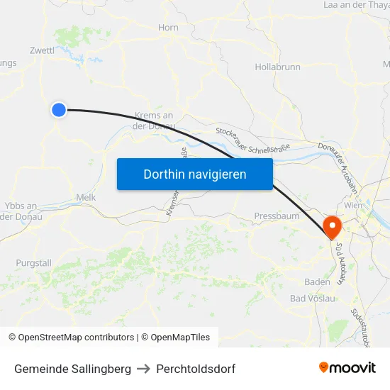 Gemeinde Sallingberg to Perchtoldsdorf map