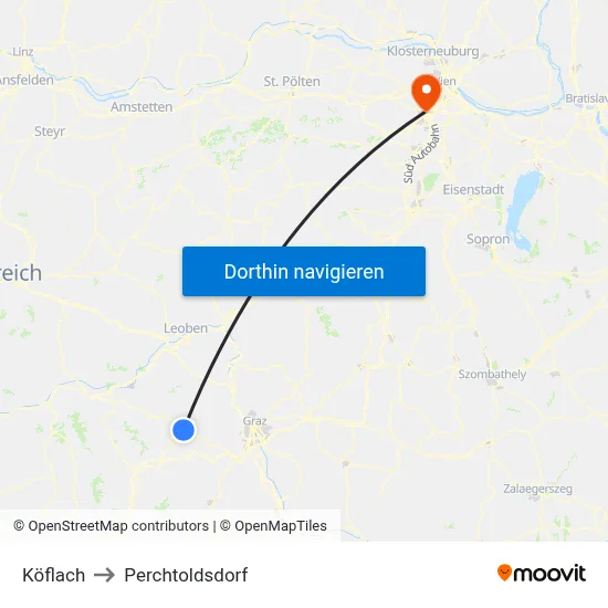 Köflach to Perchtoldsdorf map