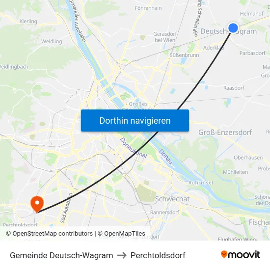 Gemeinde Deutsch-Wagram to Perchtoldsdorf map